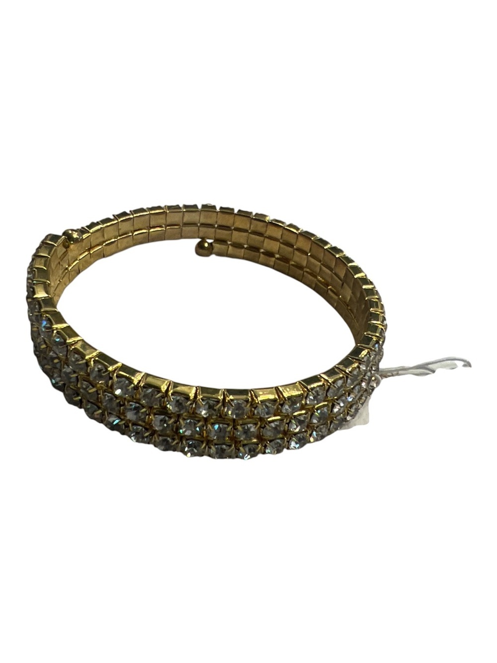 Southern Sparkle Gold Tone 3-Row Rhinestone Wrap Stretch Bracelet